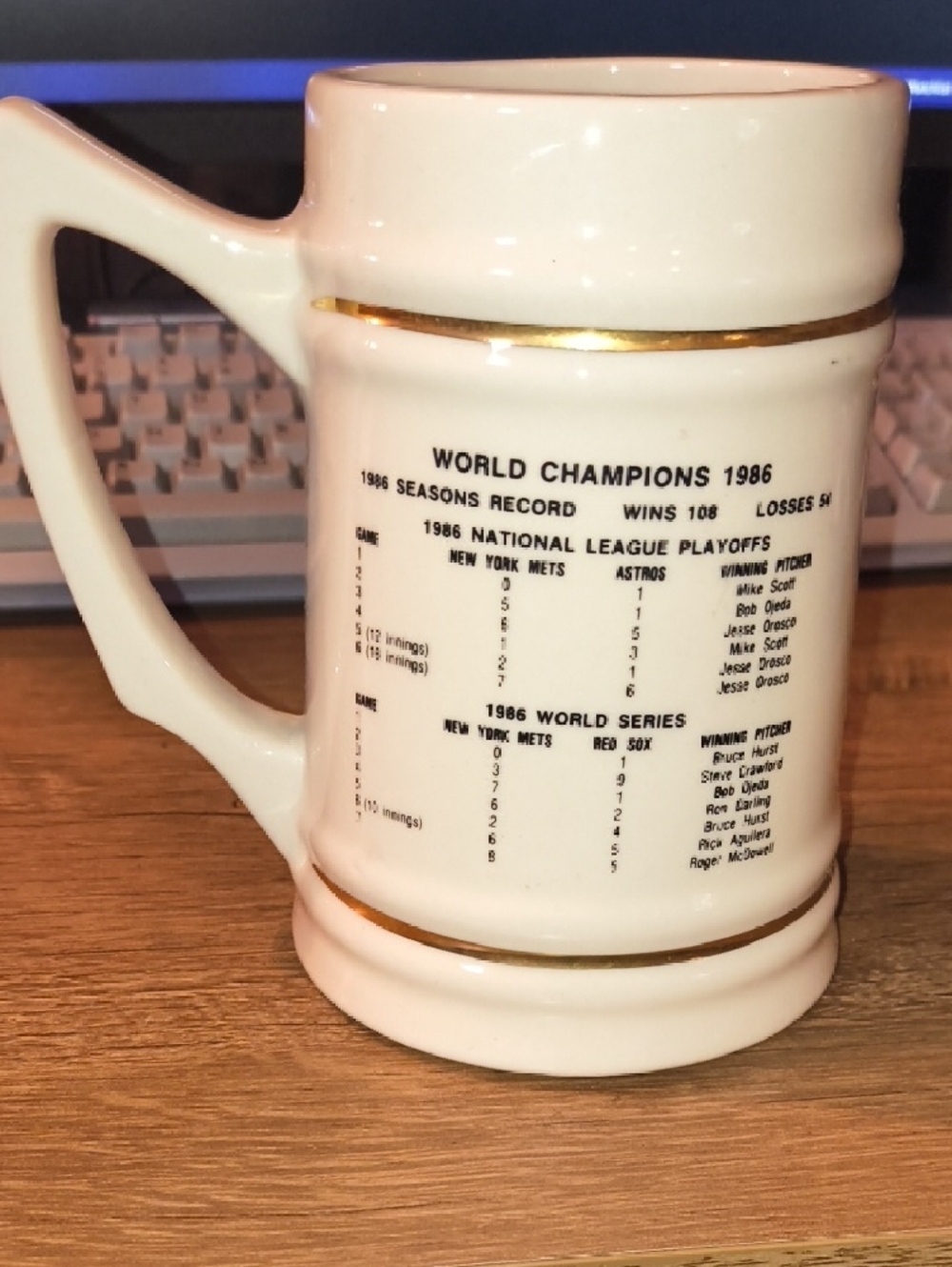 Vintage 1986 New York Mets World Series Champions 25th Anniversary Beer Stein - Picture 2 of 8